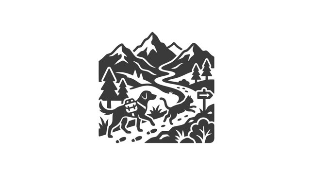 Black and white dog illustration.