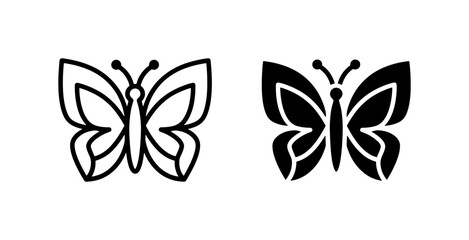 Fototapeta premium Butterfly Icons Set: Outline and Silhouette Vector Graphics for Nature and Design Projects