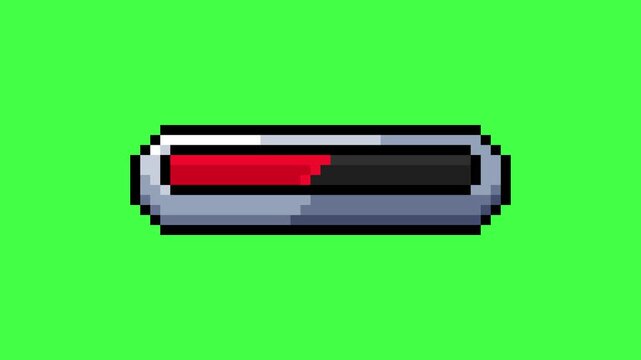 red parameter countdown loop animation  in pixel art style with green screen background