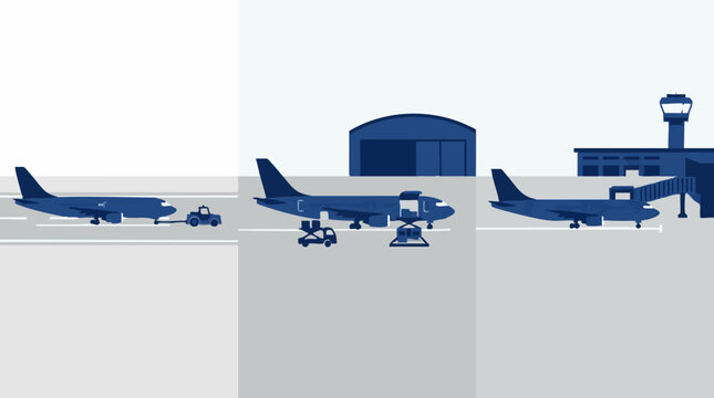Aircraft ground operations: Pushback, loading, and boarding at airport