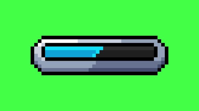 blue fill and empty parameter loop animation in pixel art style with green screen background