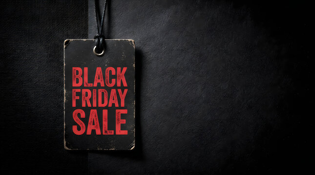Black friday sale dramatic tag on textured background for holiday shopping promotions