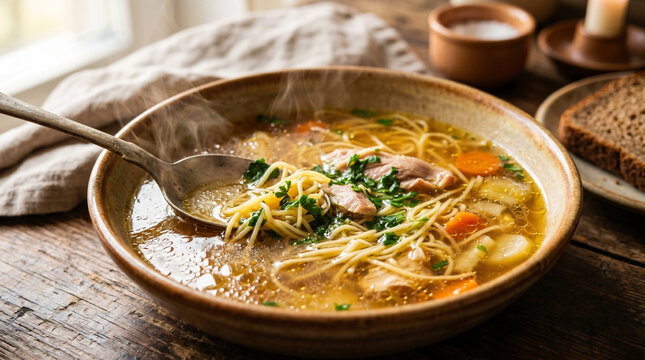 Ros&oacute;ł chicken soup, traditional Polish soup 