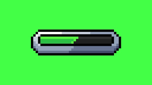 green parameter countdown timer loop animation in pixel art style with green screen background