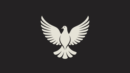 Fototapeta premium White dove flying upward with open wings isolated on black background vector icon symbol of peace hope freedom and spirituality