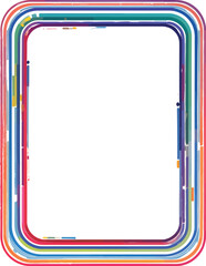 Obraz premium Colorful rounded rectangle border, abstract graphic design element with layered stripes and pixel art texture