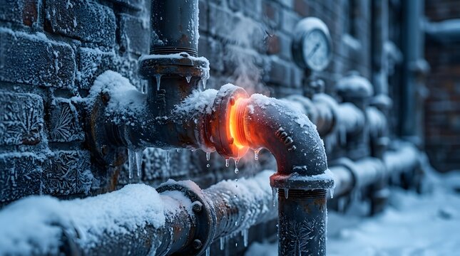 Industrial metal pipe showing extreme temperature stress with freezing ice on the outside and glowing red heat in the center, representing thermal dynamics.