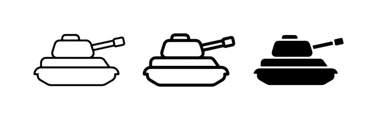 Military tank icon set, armored vehicle vector illustrations, black war machine symbols for gaming © Rokeya