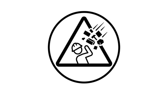 Falling Objects Warning Sign: Person with Hard Hat Protected from Debris