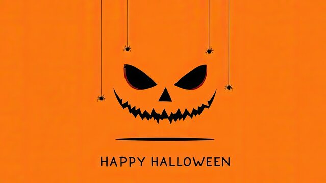 Spooky halloween jack o' lantern face with spiders perfect for festive halloween decorations and celebrations