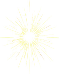 Obraz premium Isolated abstract yellow starburst light effect, radial explosion, radiant energy burst, bright glow