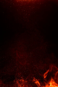 Soft glowing fire dust particles and mystical smoke abstract background