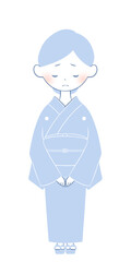Fototapeta premium 着物の喪服を着た若い女性のイラスト