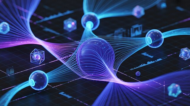 Big data technology data science analysis artificial intelligence generative ai deep learning machine learning algorithm neural flow network analytics innovation abstract futuristic. 3d rendering.