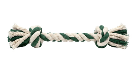 Green and white knotted cotton rope pet toy isolated © popploy03