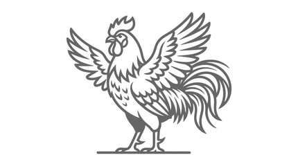 Rooster Standing with Spread Wings Outstretched. © Tami