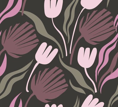 Tropical Seamless Flowers Seamless Print Pattern Design. dress t-shirt print artwork. tropical summer print design. fabric background. women's girl's tee shirt design. flowers. clothing prints.