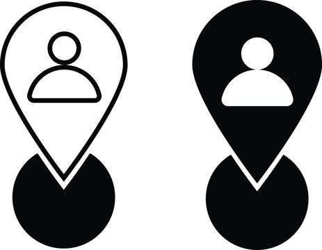 Minimalist map pointer icon set. Map interface website design. GPS navigation pin and location marker components. Geolocation tracking point and travel destination symbols