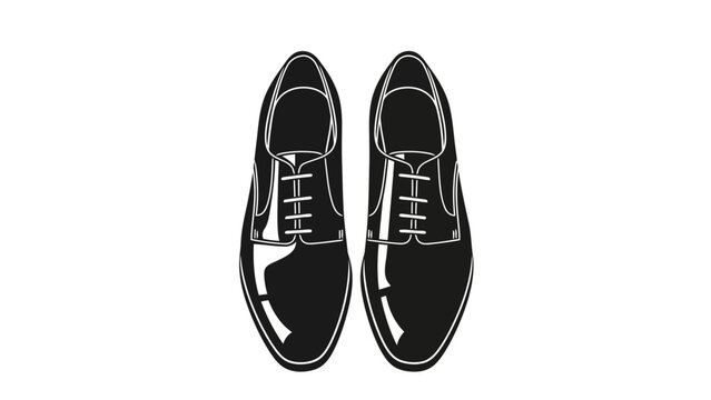 Pair of classic black leather oxford shoes, top view, formal footwear for men, elegant business style, minimalist vector illustration