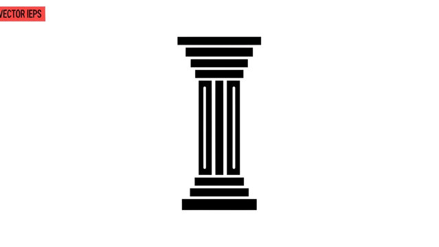 Classical architectural column, ancient greek or roman pillar, stone support structure, historical monument element, vector illustration