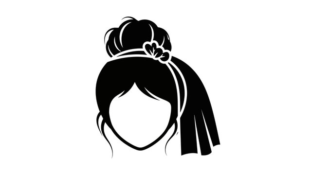Bride hairstyle icon with veil and hair accessory
