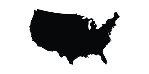 United states silhouette map continental us outline for geographic projects © Halima