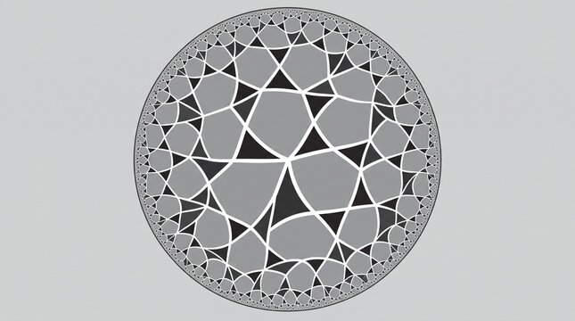 Mathematical 2D flat Poincare hyperbolic disk tiling