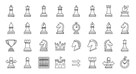 Chess Pieces and Game Elements Collection - Hand Drawn Icons © Kejar