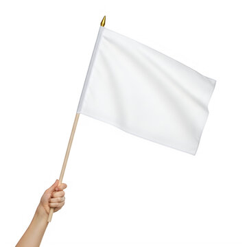 Person holding white flag waving in bright outdoor light