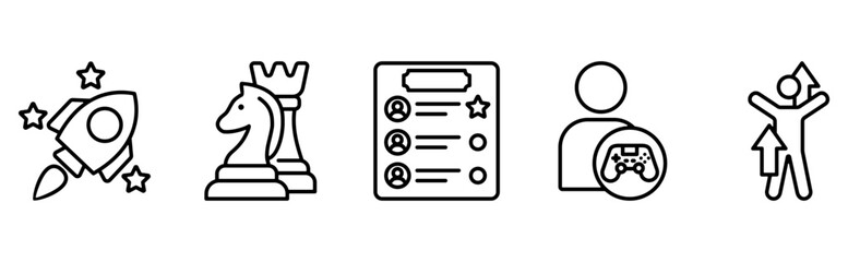 Gamification business strategy leaderboard and player profile icon set. vector collection © Sien