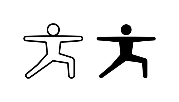 Yoga Pose Icons, Warrior Pose Vector Art, Silhouette Figures for Fitness and Wellness
