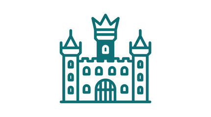 Teal castle with towers and crown. © Kamil