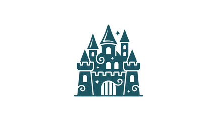 Teal castle with towers and turrets. © Kamil
