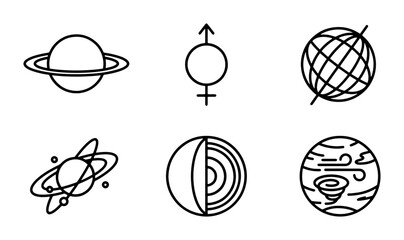 Cosmic Icons Set: Celestial Bodies, Planets, and Astronomical Symbols, Vector Graphics Collection © Rasid