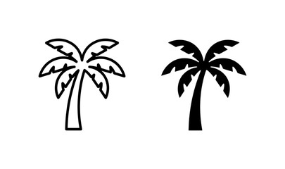 Palm Tree Icons, Tropical Plant Silhouettes, Vector Graphics for Summer and Travel Themes © Rohoman