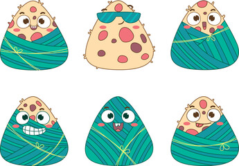 Japanese food cute sushi and wasabi collection vector © Buddhadeb