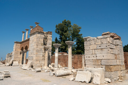 Ruins of the Basilica of Saint John in Selcuk showcasing ancient architecture and historical remains in Turkey