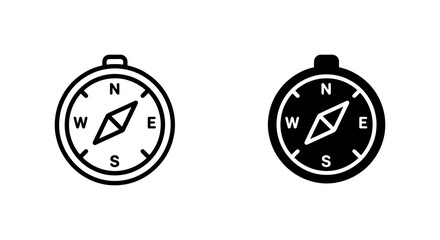 Fototapeta premium Compass Icons: Navigation Tools, Direction Finders, and Exploration Symbols. Set of Two Vector Graphics.