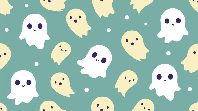 Cute pastel ghost seamless pattern background with seamless halloween background wallpaper illustration creative decoration template backdrop celebration monsters abstract