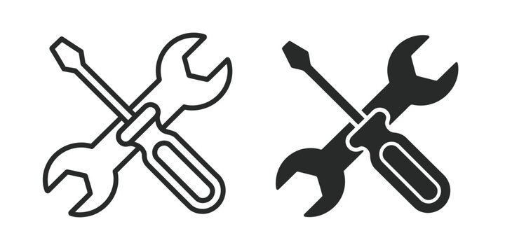Tools and Service Icon set, linear pictogram symbols with editable stroke, isolated vector illustration
