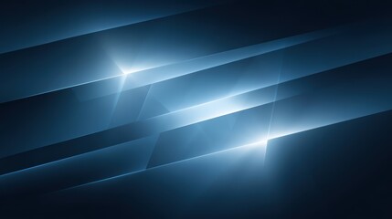 Obraz premium Abstract dark blue background with geometric light rays and shining lens flares for modern design projects