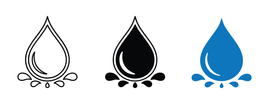 Water drop shape. water drops set. Water or oil drop. Waterproof icon set. Water protection icon. Collection of water resistant signs.  teardrop shaped water droplets in a row on white background.
