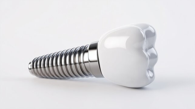 Dental implant tooth isolated on pure white background, clean and professional