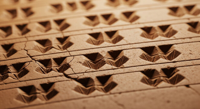 Ancient clay tablet with cuneiform script, close-up, textured background