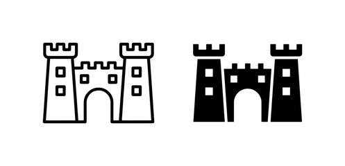 Medieval castle icons set, fortress tower vector symbols, ancient citadel line and silhouette graphics © Tohim