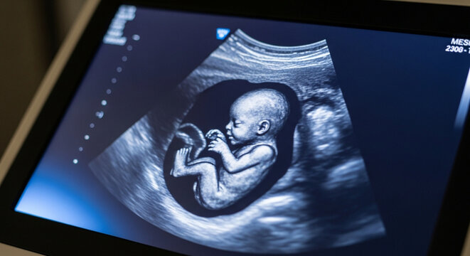 Ultrasound of Baby in Womb, Medical Scan, Fetus Development