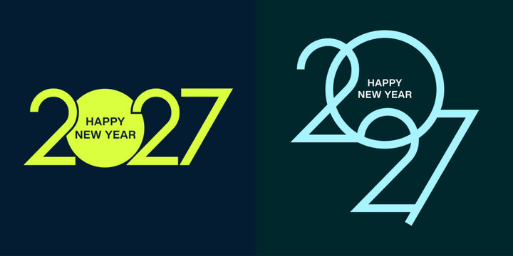 Creative concept 2027 Happy New Year Minimalist Design Poster Background.