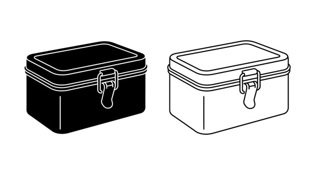 Lunchbox Outline Illustration Black And White Graphic Design