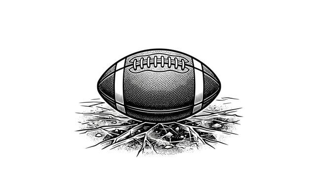 American Football Ball Closeup View.