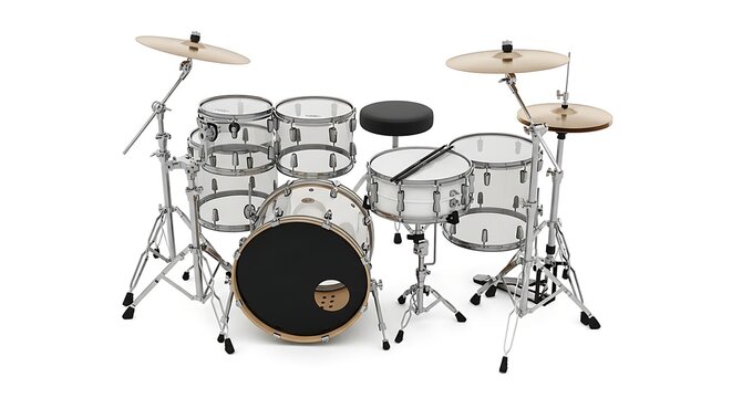 Drum set on a white background. Professional drum kit equipment